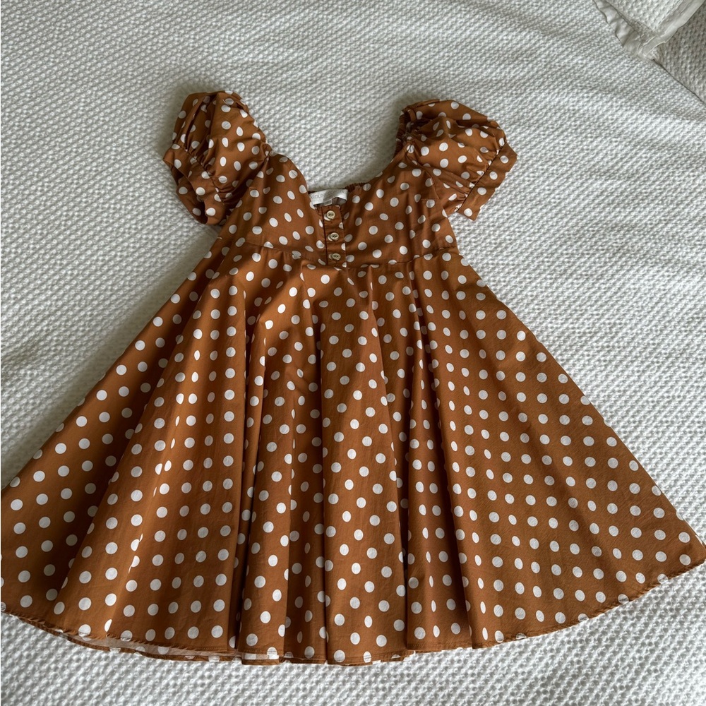 Caroline Constas Brown and White Polka Dot Mini Dress